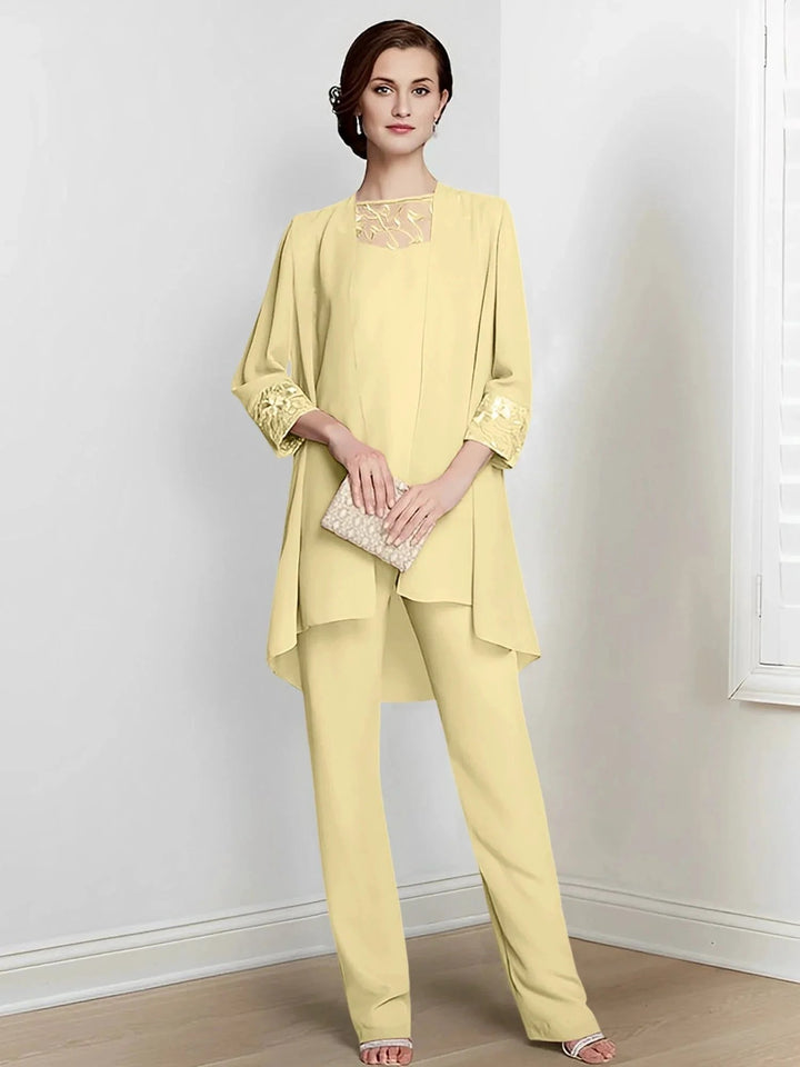 Chiffon Long Sleeves Mother Of The Bride Pantsuits With Jacket by Dreamylily