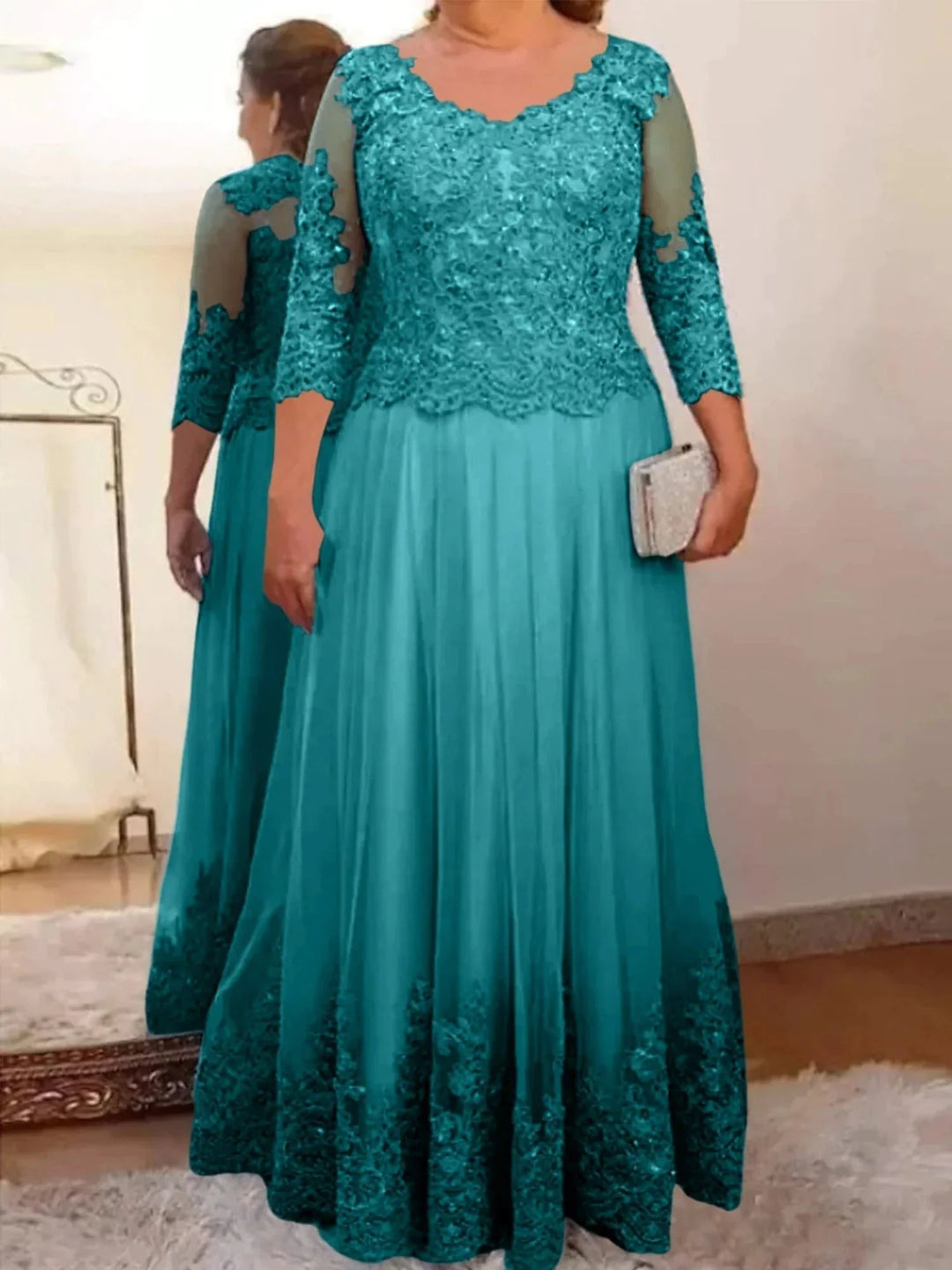 A-Line/Princess Tulle Mother of the Bride Dresses with Applique by Dreamylily