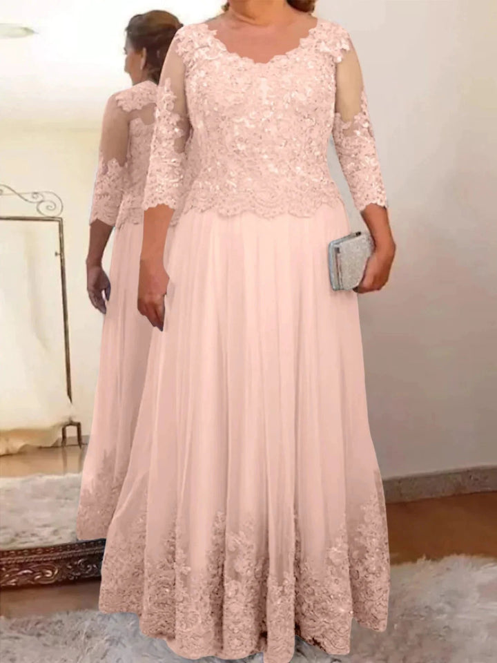 A-Line/Princess Tulle Mother of the Bride Dresses with Applique by Dreamylily