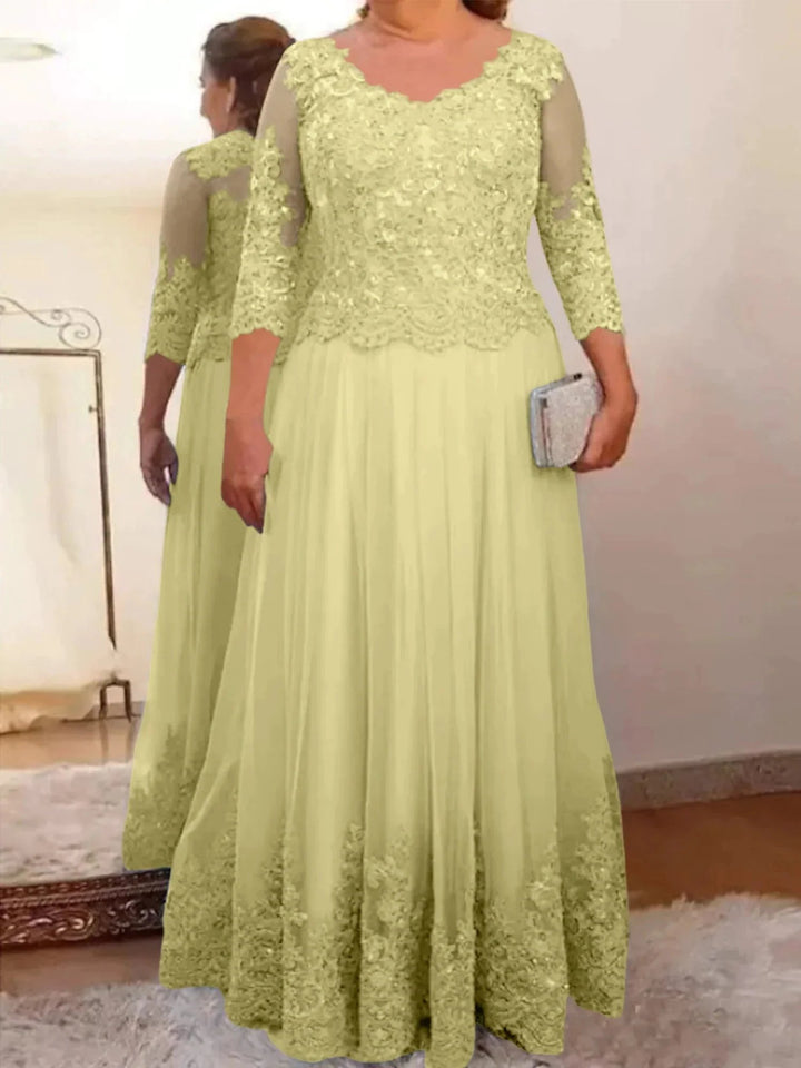 A-Line/Princess Tulle Mother of the Bride Dresses with Applique by Dreamylily
