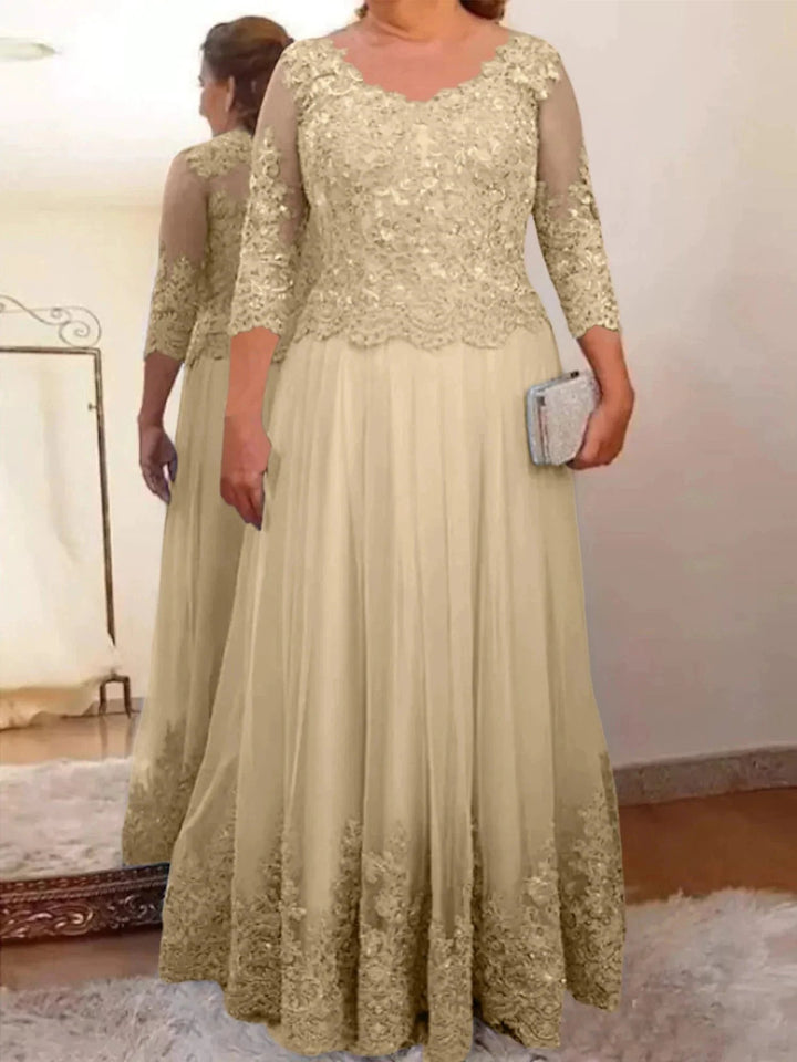 A-Line/Princess Tulle Mother of the Bride Dresses with Applique by Dreamylily