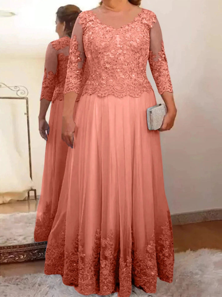 A-Line/Princess Tulle Mother of the Bride Dresses with Applique by Dreamylily
