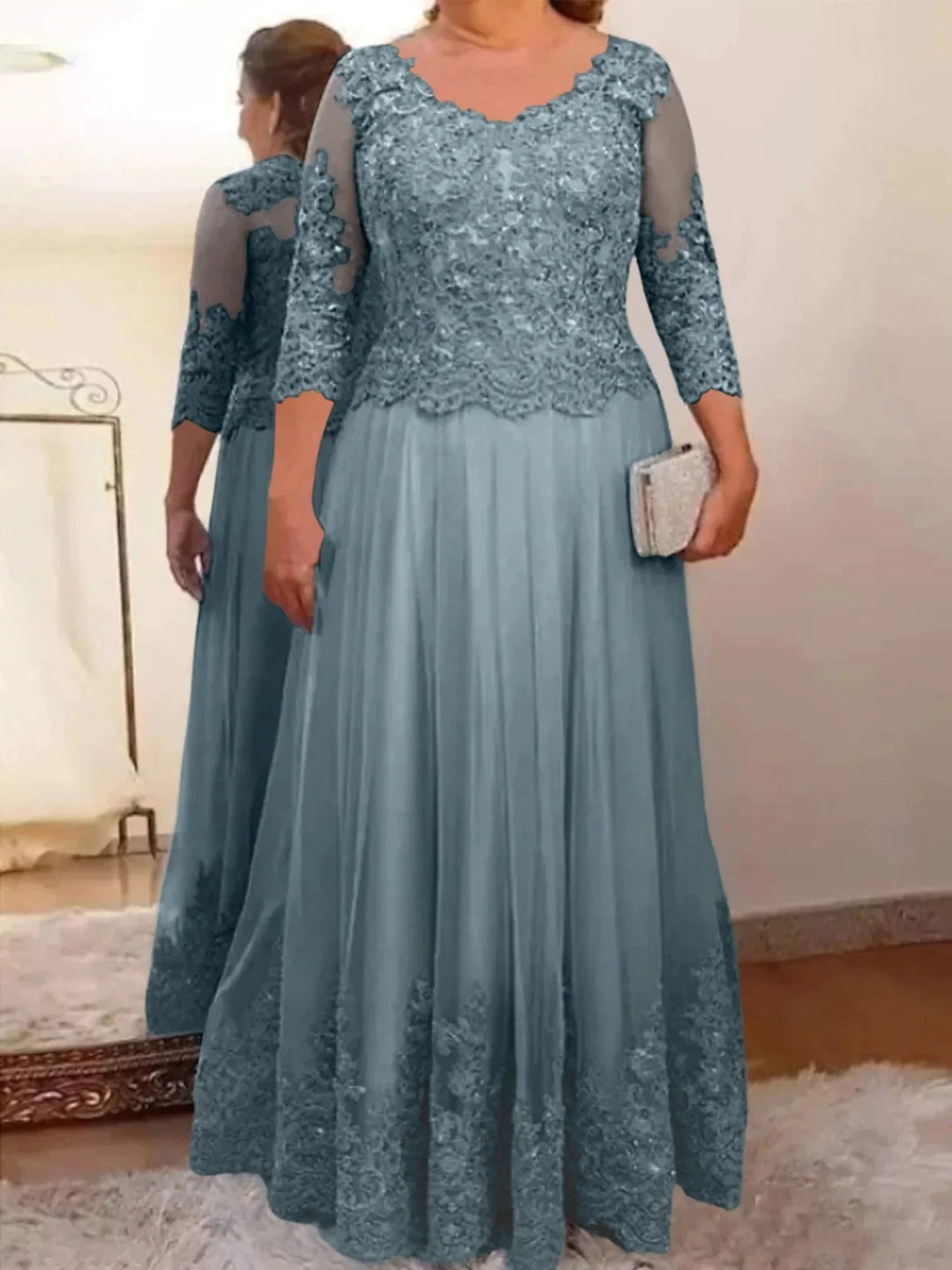 A-Line/Princess Tulle Mother of the Bride Dresses with Applique by Dreamylily
