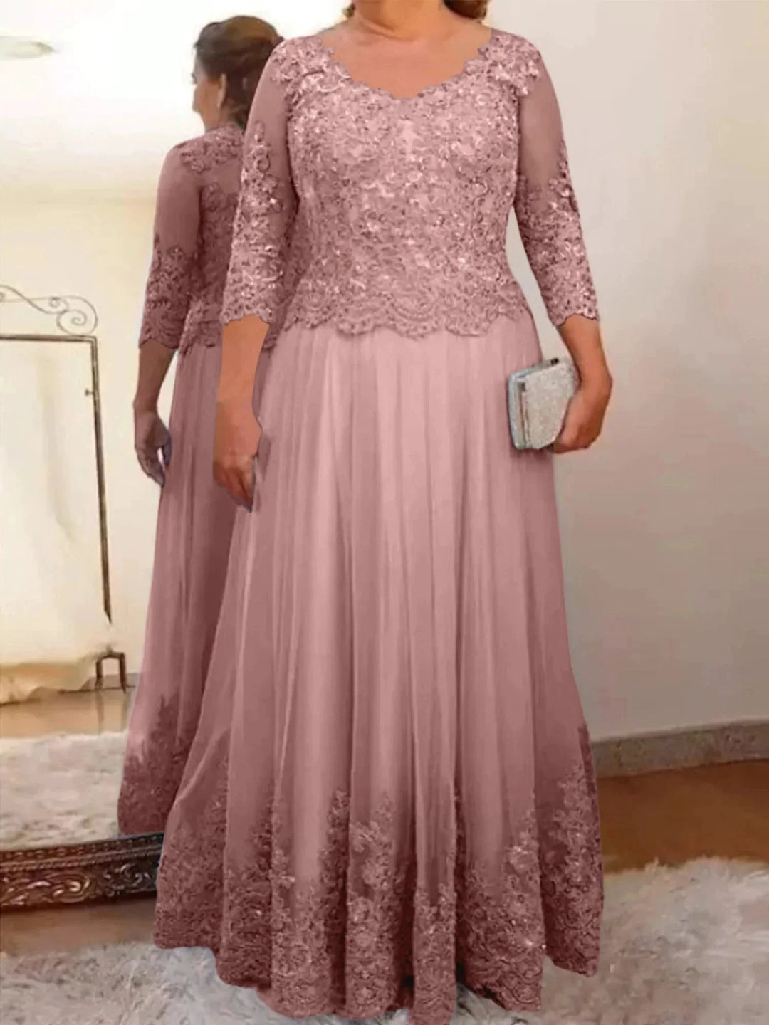 A-Line/Princess Tulle Mother of the Bride Dresses with Applique by Dreamylily