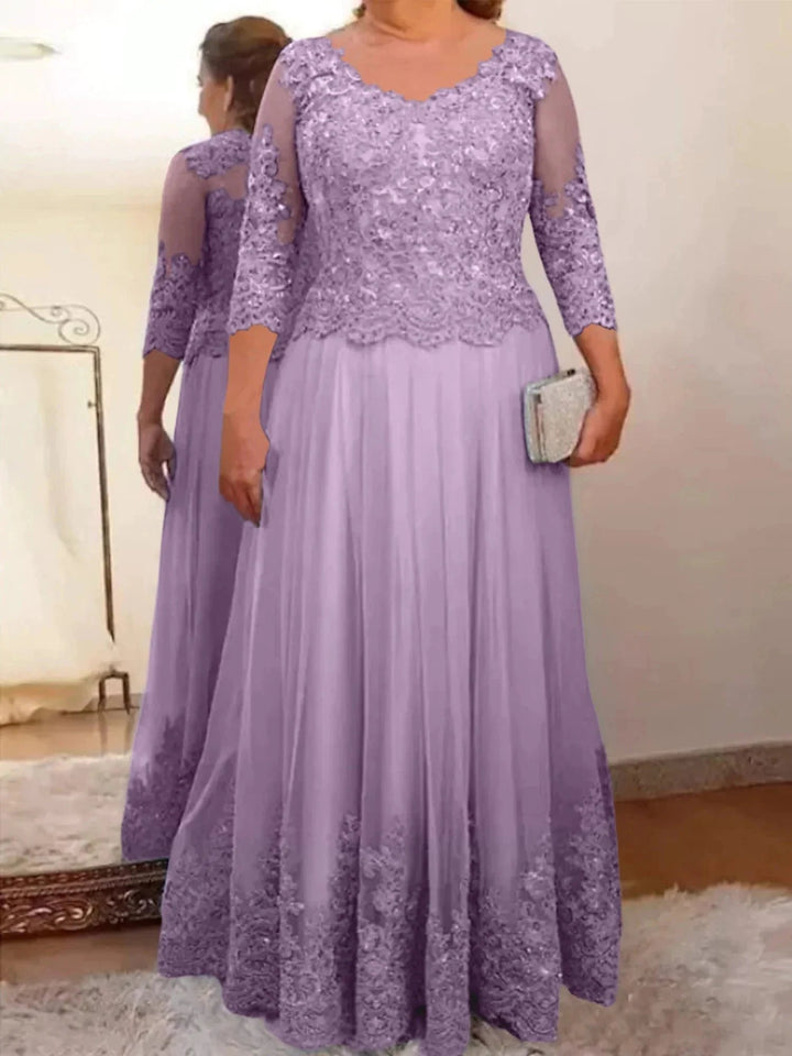 A-Line/Princess Tulle Mother of the Bride Dresses with Applique by Dreamylily