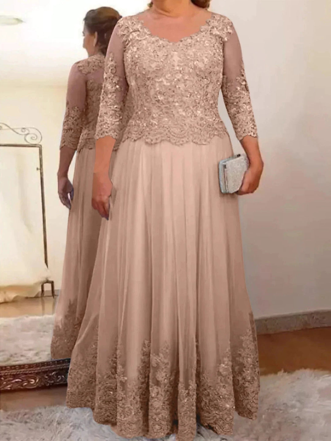 A-Line/Princess Tulle Mother of the Bride Dresses with Applique by Dreamylily