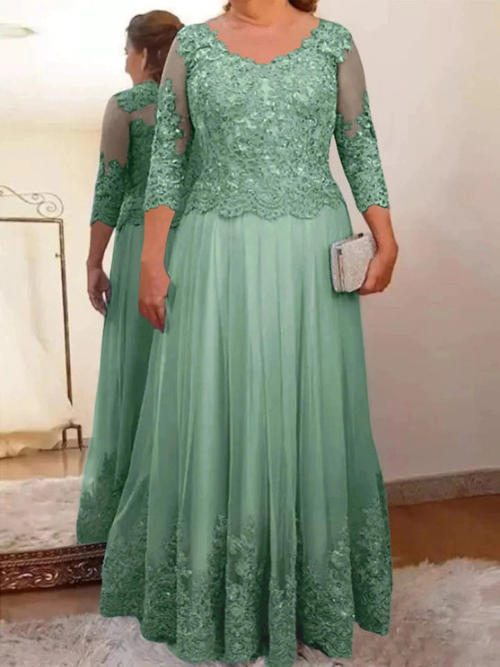 A-Line/Princess Tulle Mother of the Bride Dresses with Applique by Dreamylily