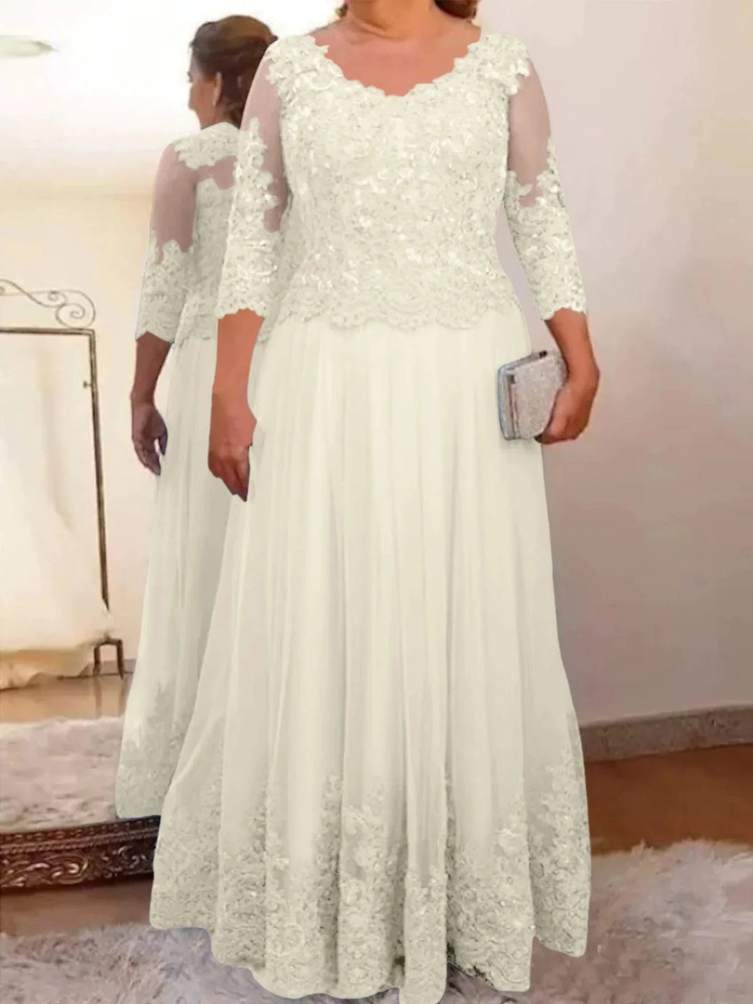 A-Line/Princess Tulle Mother of the Bride Dresses with Applique by Dreamylily