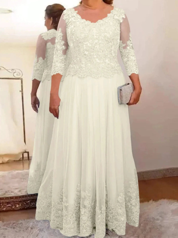A-Line/Princess Tulle Mother of the Bride Dresses with Applique by Dreamylily