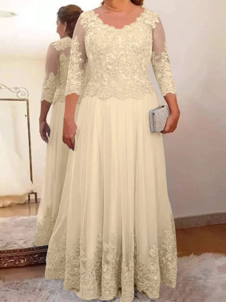 A-Line/Princess Tulle Mother of the Bride Dresses with Applique by Dreamylily