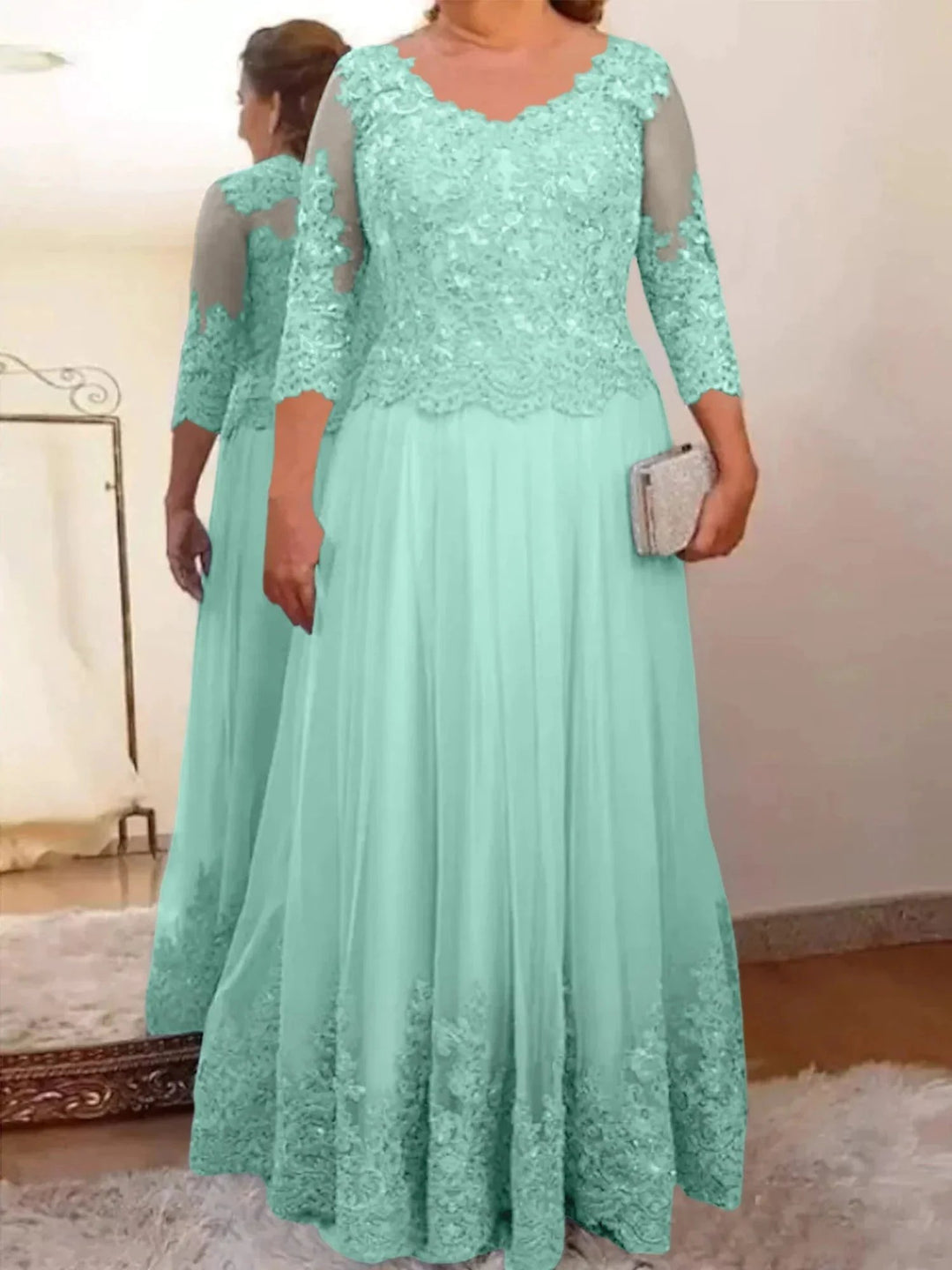 A-Line/Princess Tulle Mother of the Bride Dresses with Applique by Dreamylily
