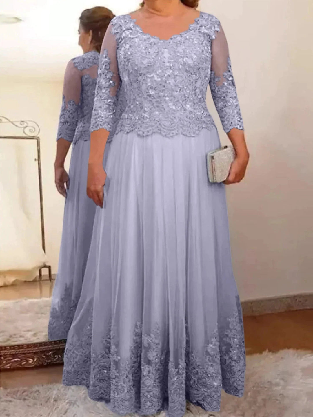 A-Line/Princess Tulle Mother of the Bride Dresses with Applique by Dreamylily