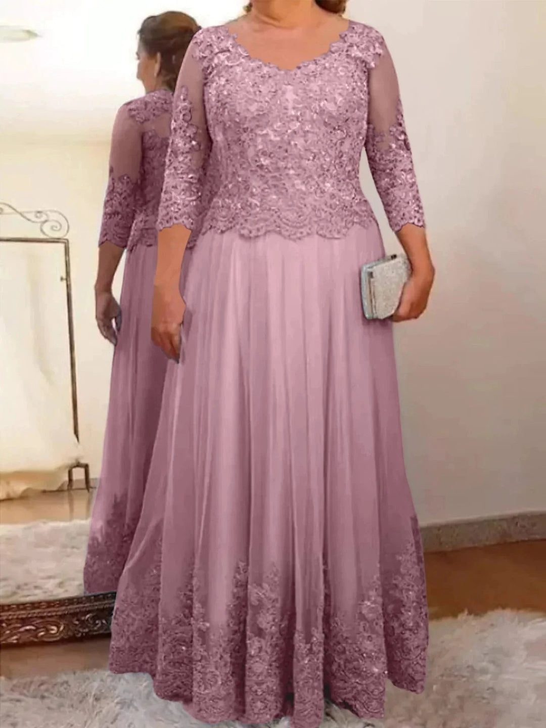 A-Line/Princess Tulle Mother of the Bride Dresses with Applique by Dreamylily