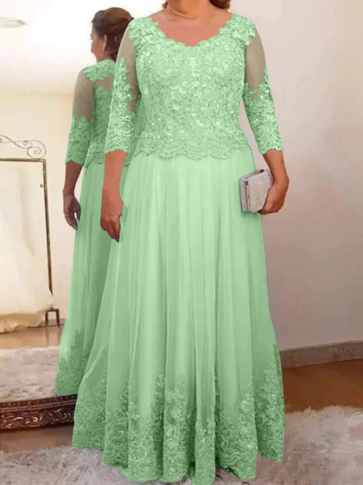 A-Line/Princess Tulle Mother of the Bride Dresses with Applique by Dreamylily