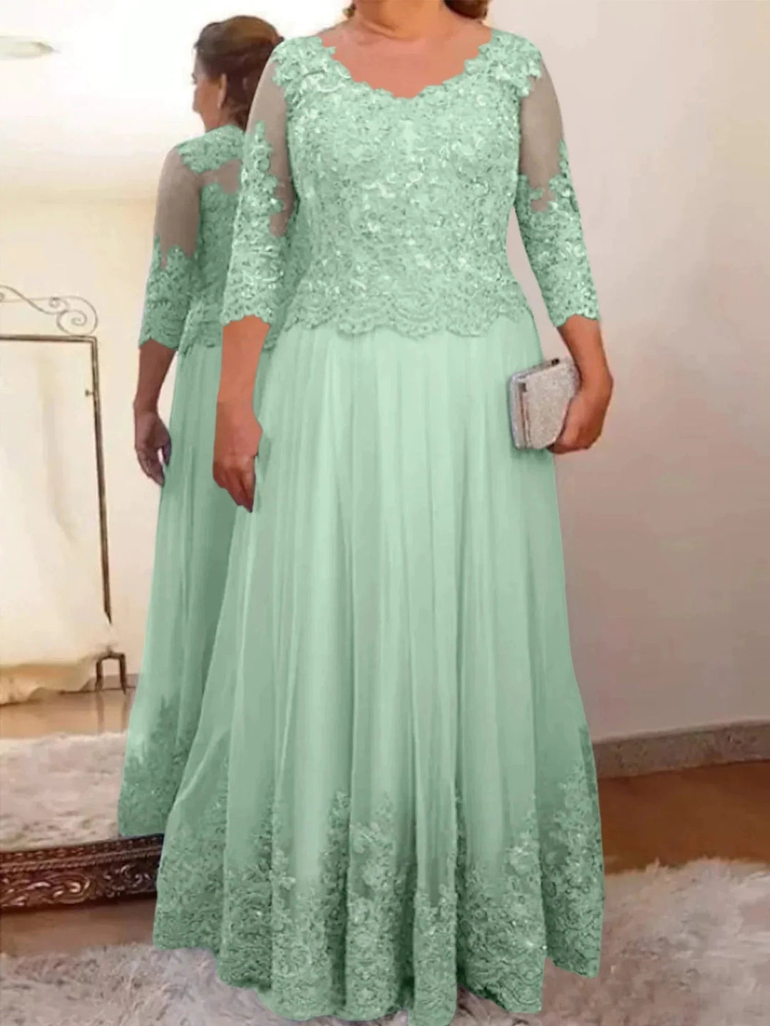 A-Line/Princess Tulle Mother of the Bride Dresses with Applique by Dreamylily
