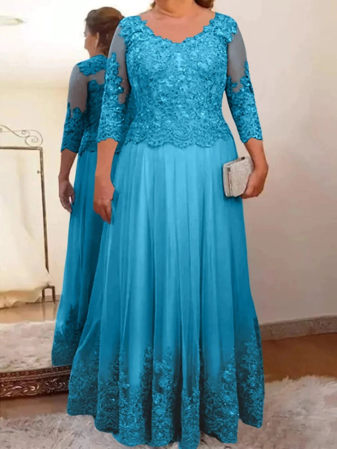 A-Line/Princess Tulle Mother of the Bride Dresses with Applique by Dreamylily