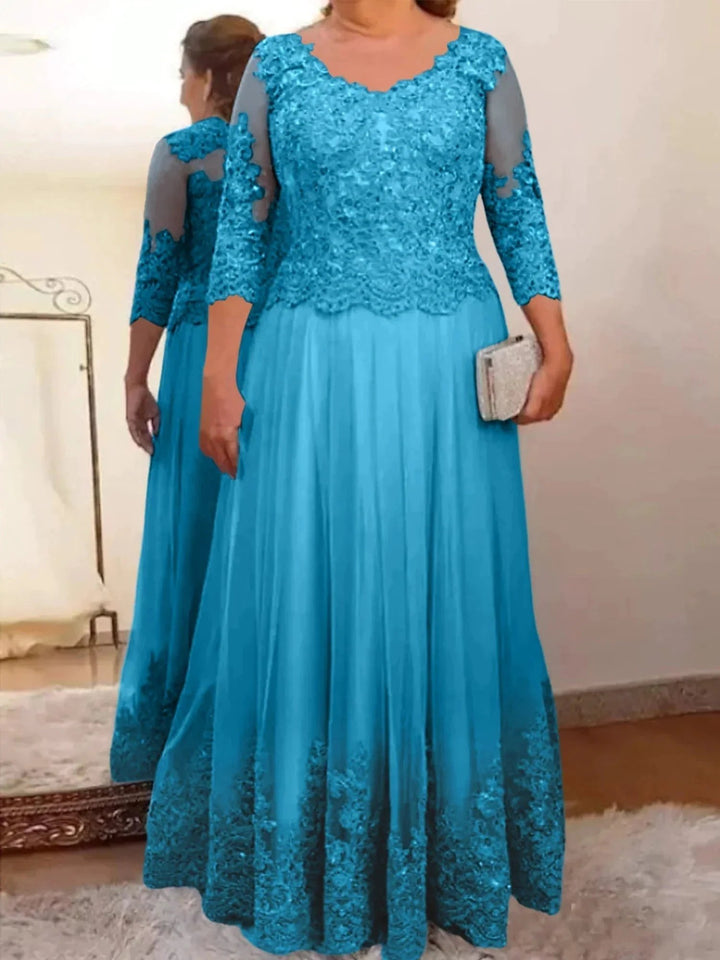 A-Line/Princess Tulle Mother of the Bride Dresses with Applique by Dreamylily