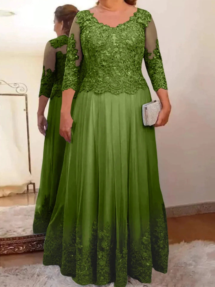 A-Line/Princess Tulle Mother of the Bride Dresses with Applique by Dreamylily