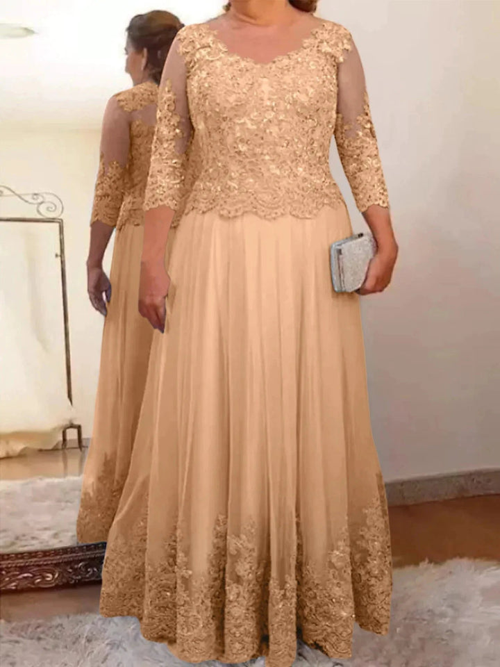 A-Line/Princess Tulle Mother of the Bride Dresses with Applique by Dreamylily