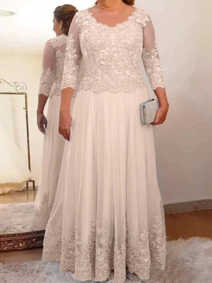 A-Line/Princess Tulle Mother of the Bride Dresses with Applique by Dreamylily