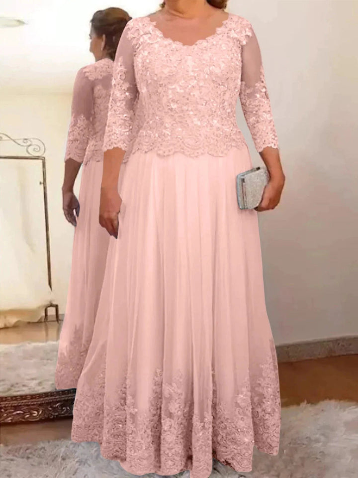 A-Line/Princess Tulle Mother of the Bride Dresses with Applique by Dreamylily
