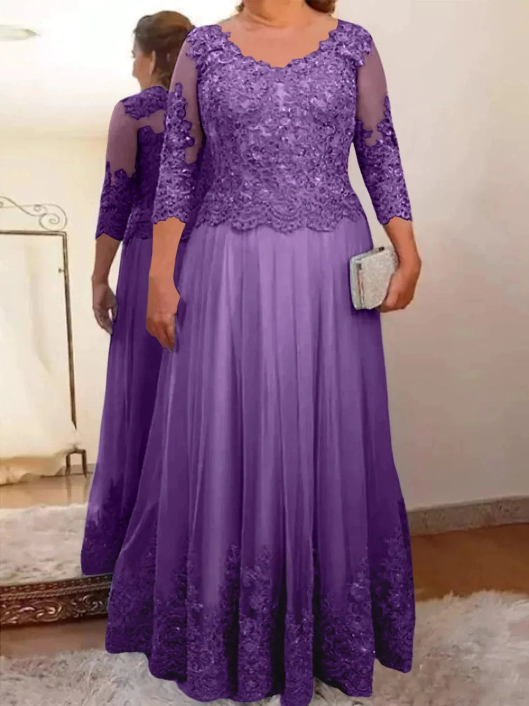 A-Line/Princess Tulle Mother of the Bride Dresses with Applique by Dreamylily