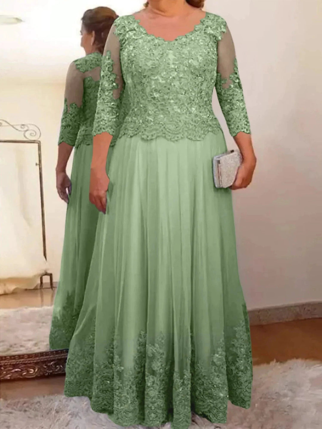 A-Line/Princess Tulle Mother of the Bride Dresses with Applique by Dreamylily