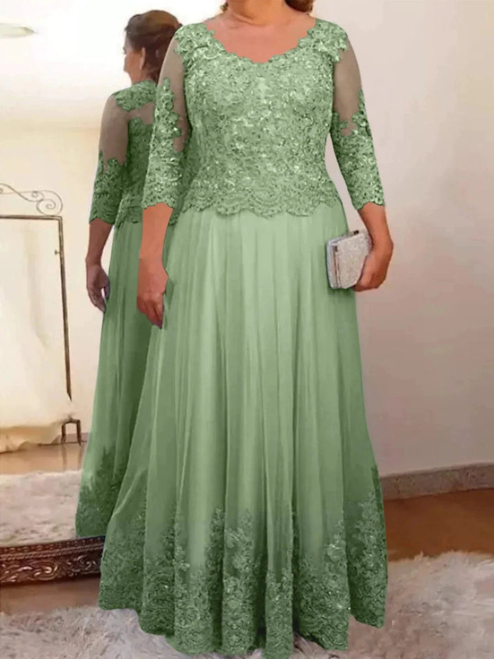 A-Line/Princess Tulle Mother of the Bride Dresses with Applique by Dreamylily