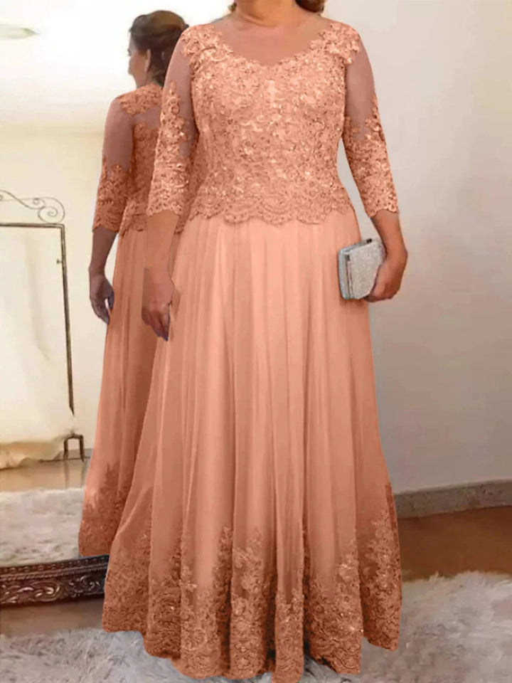 A-Line/Princess Tulle Mother of the Bride Dresses with Applique by Dreamylily