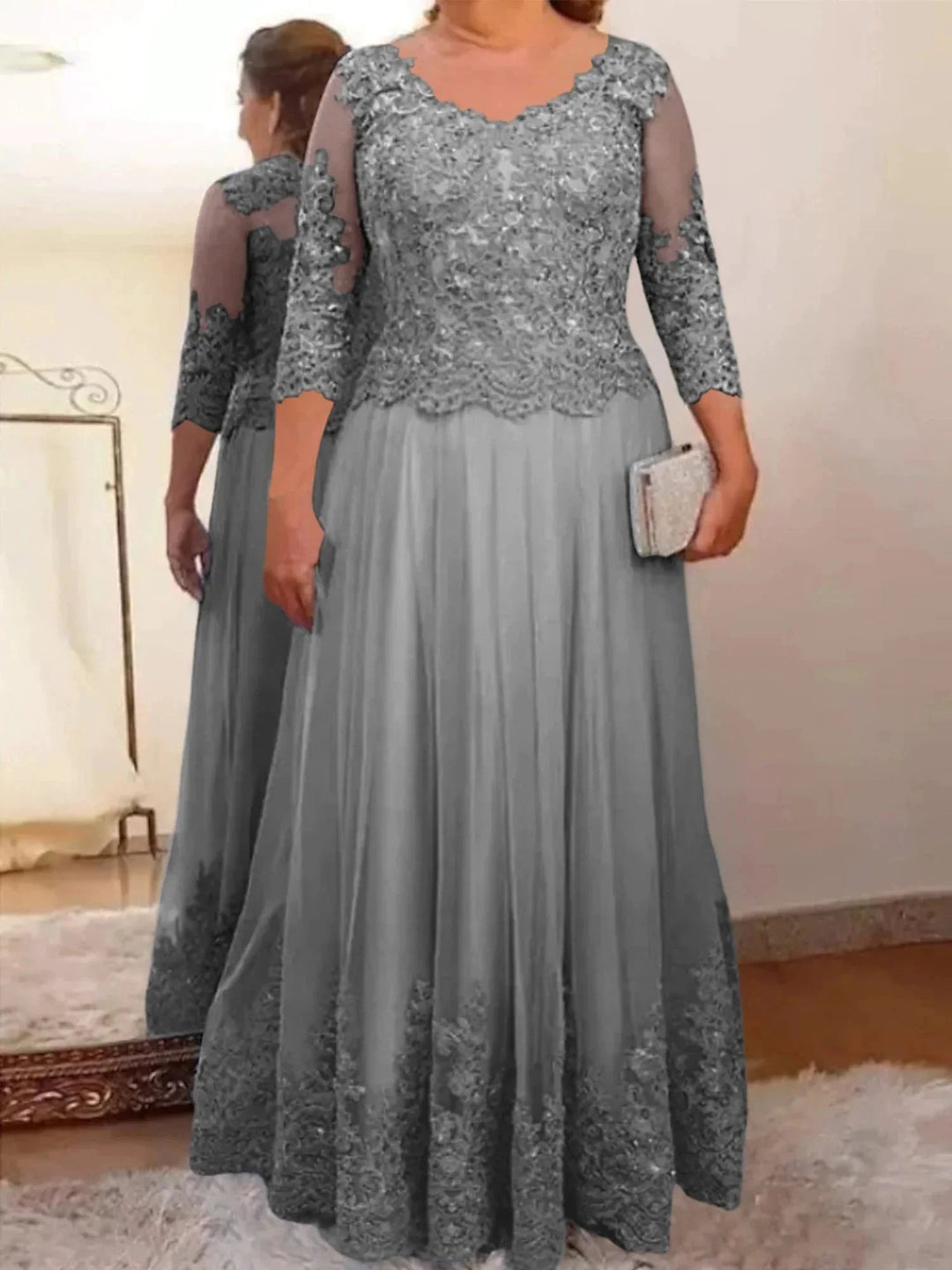 A-Line/Princess Tulle Mother of the Bride Dresses with Applique by Dreamylily