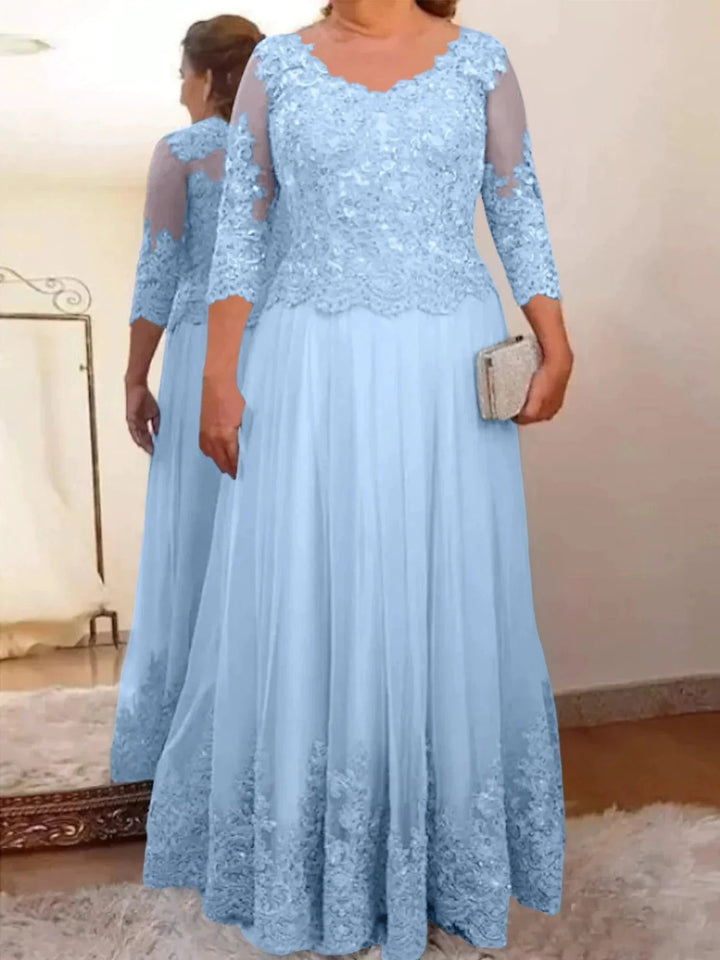 A-Line/Princess Tulle Mother of the Bride Dresses with Applique by Dreamylily