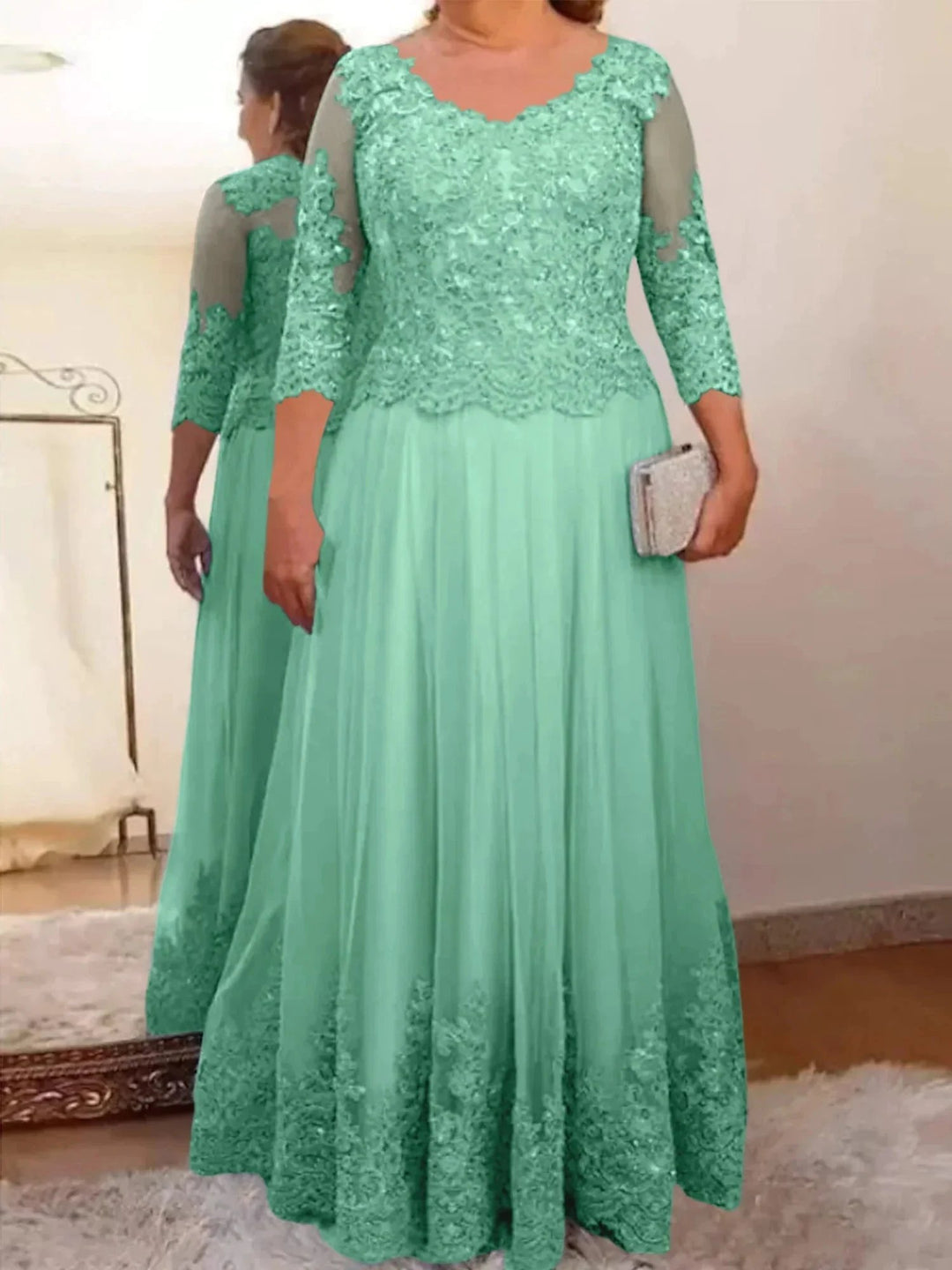 A-Line/Princess Tulle Mother of the Bride Dresses with Applique by Dreamylily