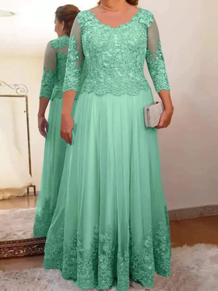 A-Line/Princess Tulle Mother of the Bride Dresses with Applique by Dreamylily