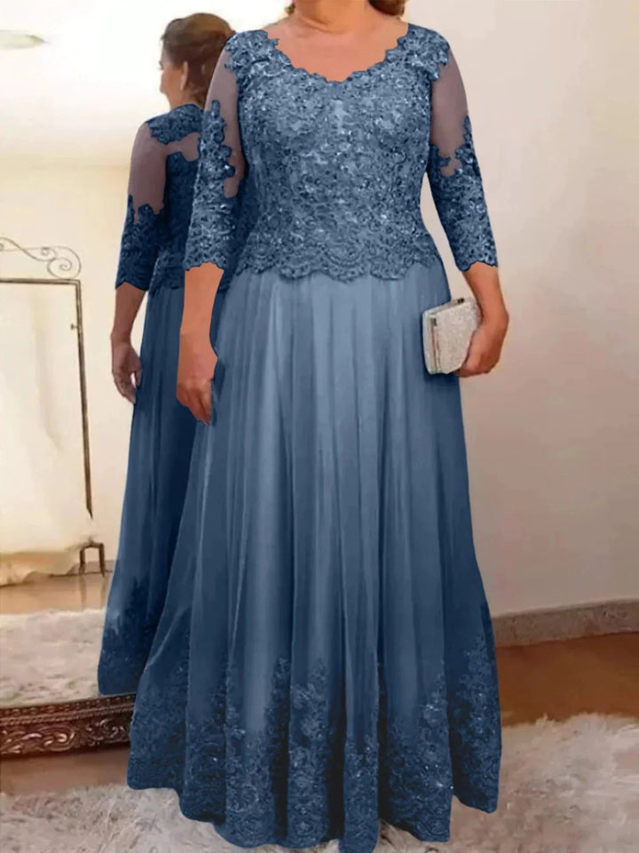 A-Line/Princess Tulle Mother of the Bride Dresses with Applique by Dreamylily