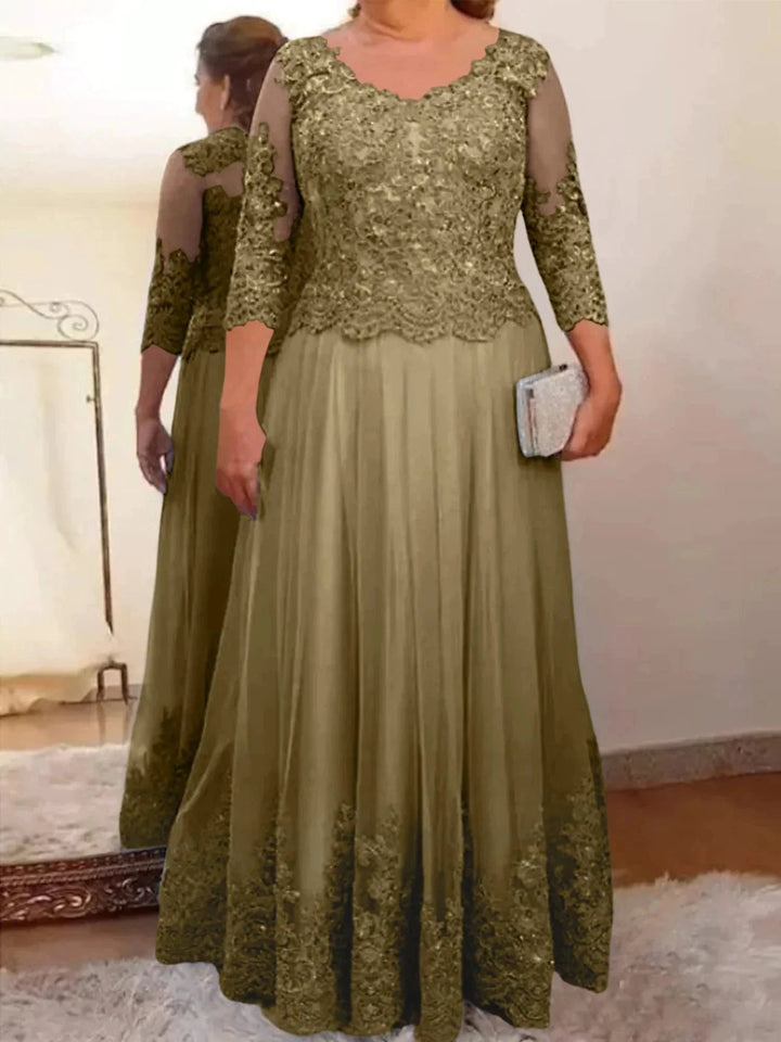 A-Line/Princess Tulle Mother of the Bride Dresses with Applique by Dreamylily