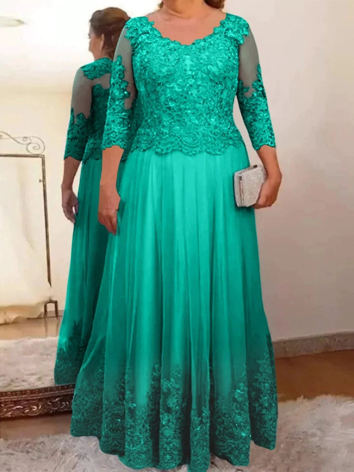 A-Line/Princess Tulle Mother of the Bride Dresses with Applique by Dreamylily