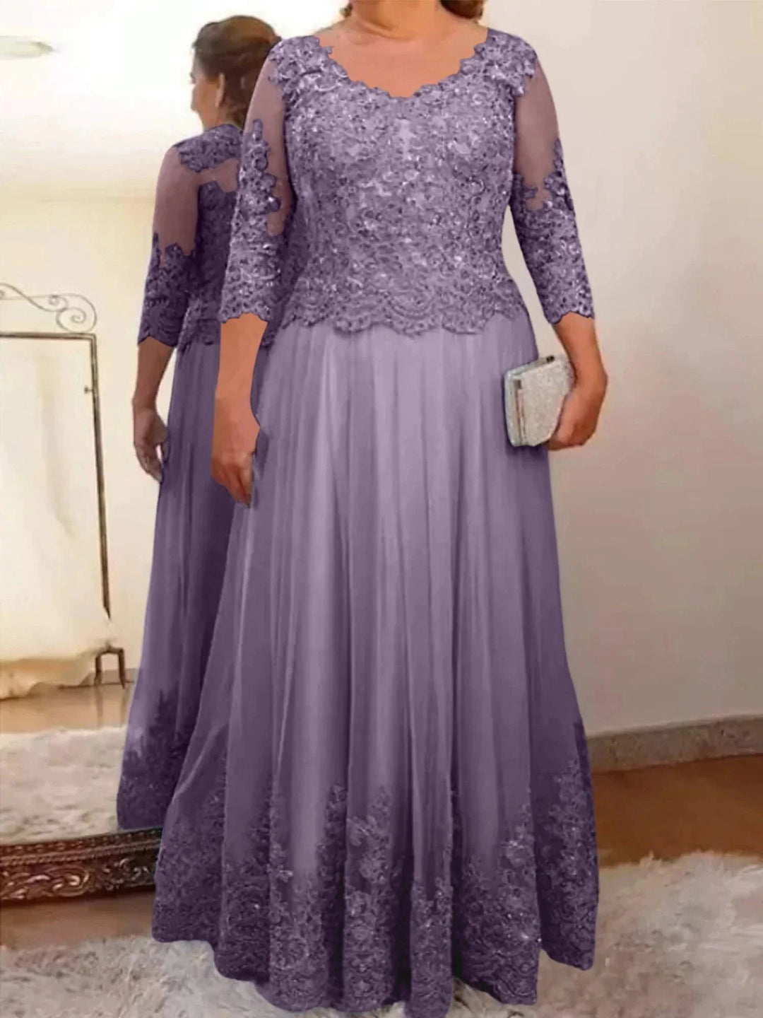 A-Line/Princess Tulle Mother of the Bride Dresses with Applique by Dreamylily