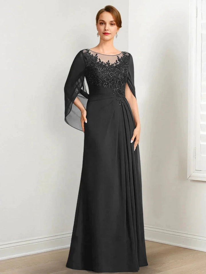 A-Line/Princess Scoop Floor-Length Mother of the Bride Dresses with Pleated &amp; Sequins by Dreamylily