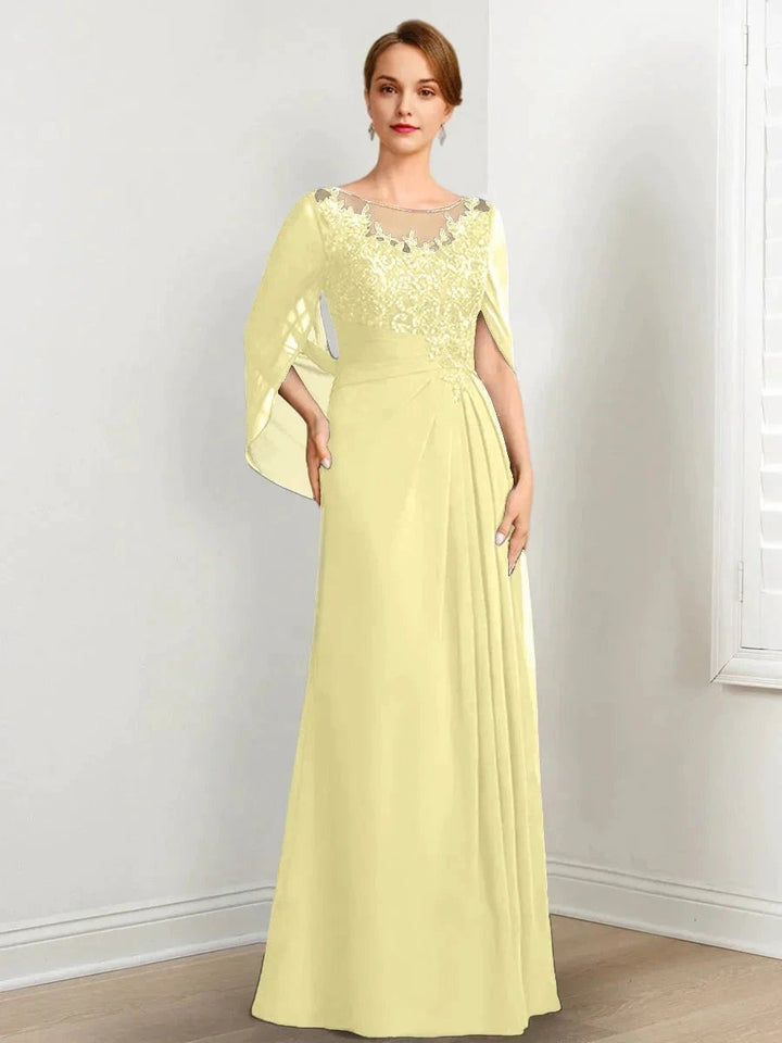 A-Line/Princess Scoop Floor-Length Mother of the Bride Dresses with Pleated &amp; Sequins by Dreamylily