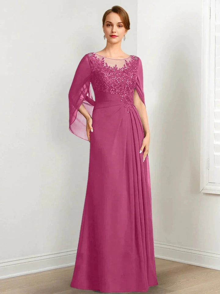 A-Line/Princess Scoop Floor-Length Mother of the Bride Dresses with Pleated &amp; Sequins by Dreamylily