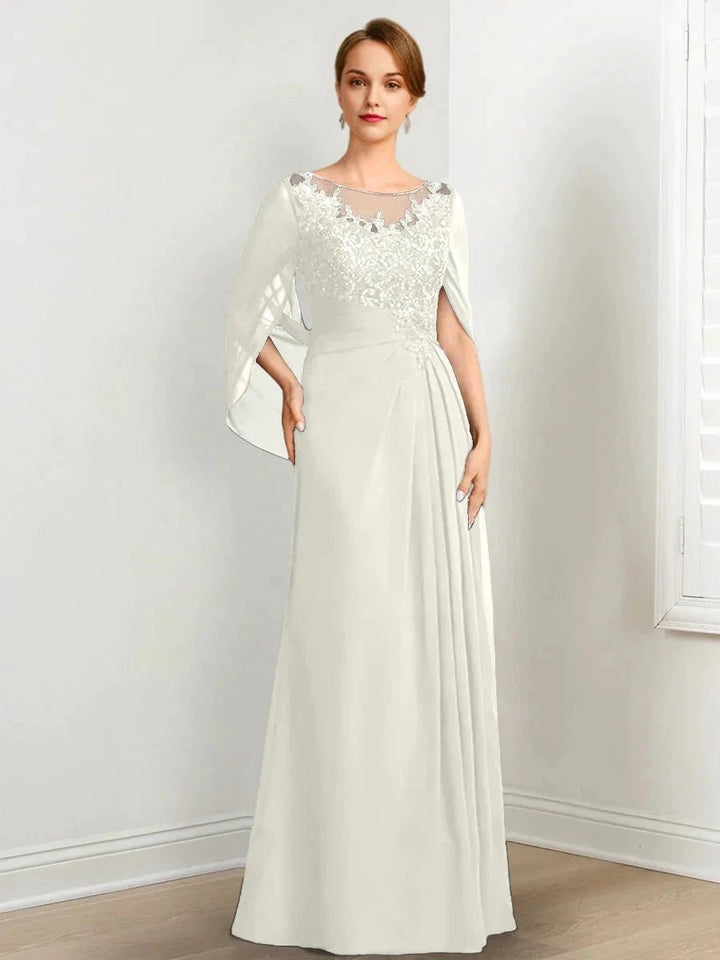 A-Line/Princess Scoop Floor-Length Mother of the Bride Dresses with Pleated &amp; Sequins by Dreamylily