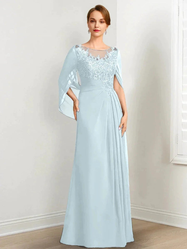 A-Line/Princess Scoop Floor-Length Mother of the Bride Dresses with Pleated &amp; Sequins by Dreamylily