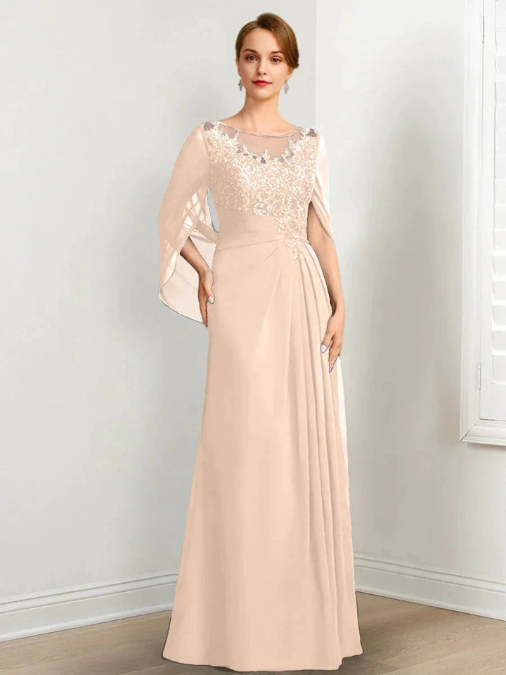 A-Line/Princess Scoop Floor-Length Mother of the Bride Dresses with Pleated &amp; Sequins by Dreamylily