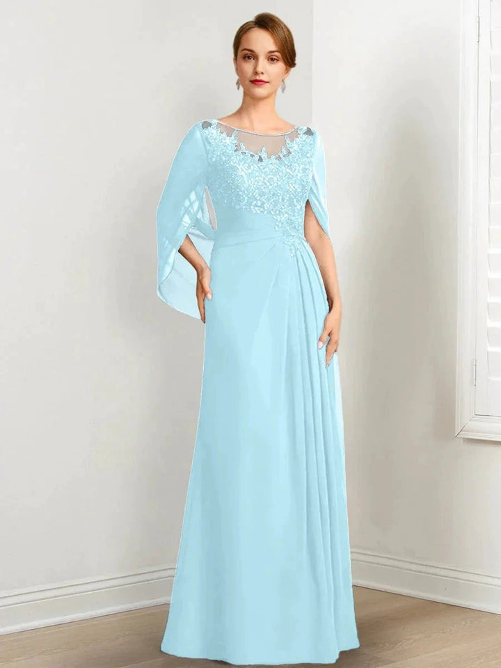 A-Line/Princess Scoop Floor-Length Mother of the Bride Dresses with Pleated &amp; Sequins by Dreamylily