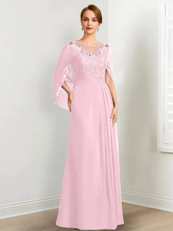 A-Line/Princess Scoop Floor-Length Mother of the Bride Dresses with Pleated &amp; Sequins by Dreamylily