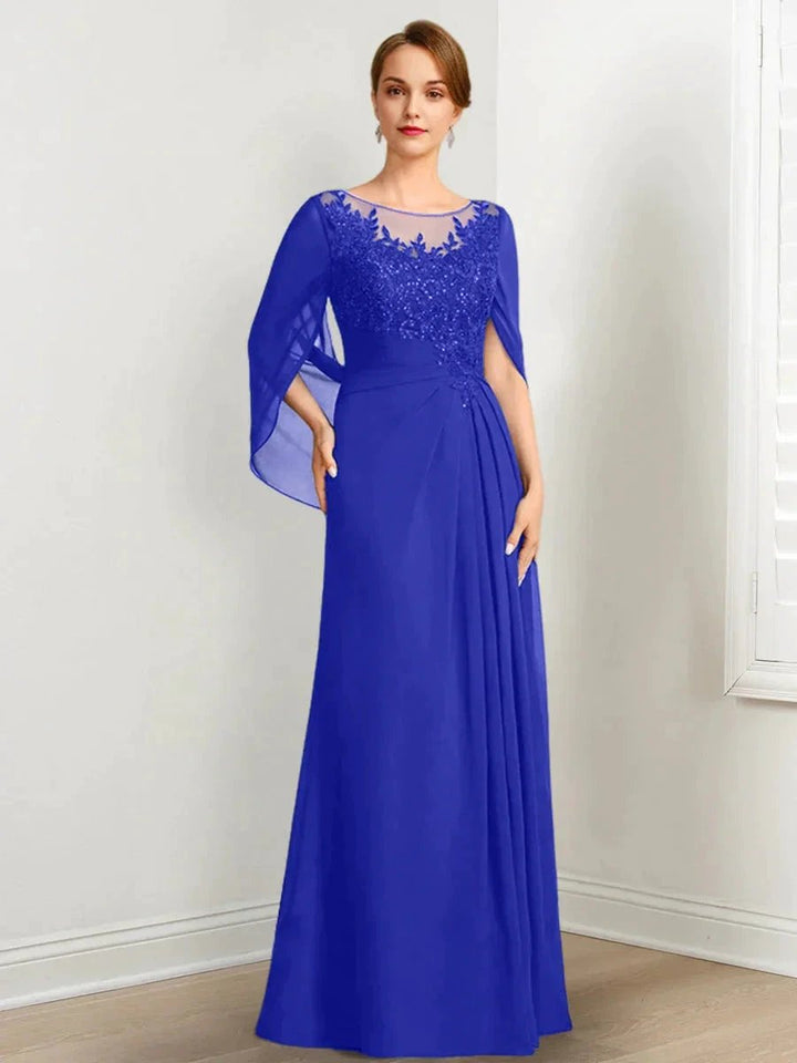 A-Line/Princess Scoop Floor-Length Mother of the Bride Dresses with Pleated &amp; Sequins by Dreamylily