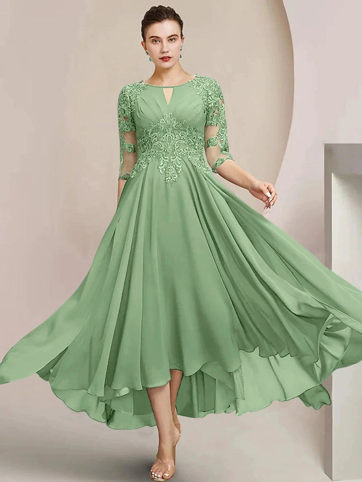 A-Line/Princess Scoop Tea-Length Mother of the Bride Dresses by Dreamylily