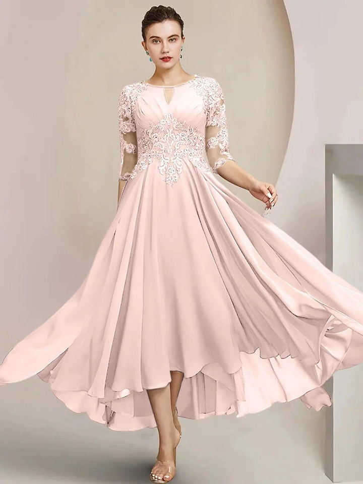 A-Line/Princess Scoop Tea-Length Mother of the Bride Dresses by Dreamylily