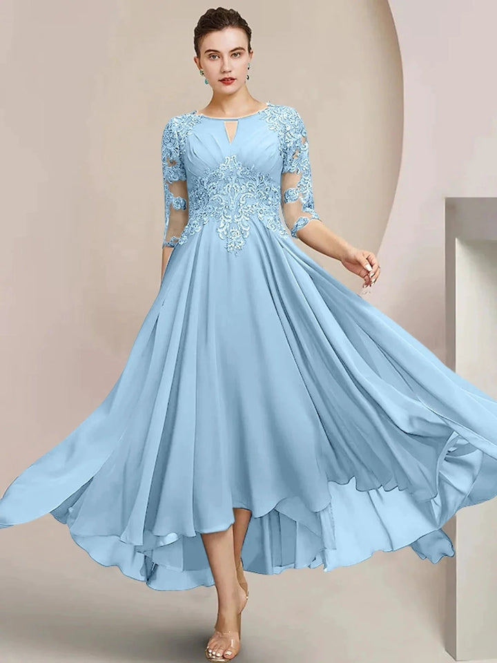 A-Line/Princess Scoop Tea-Length Mother of the Bride Dresses by Dreamylily
