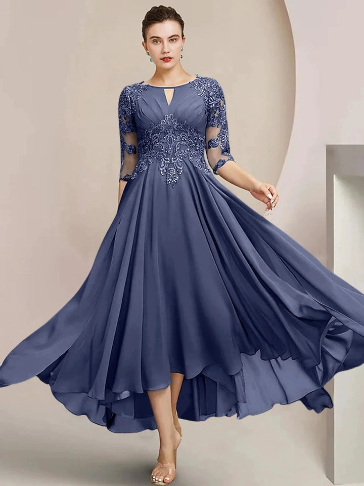 A-Line/Princess Scoop Tea-Length Mother of the Bride Dresses by Dreamylily
